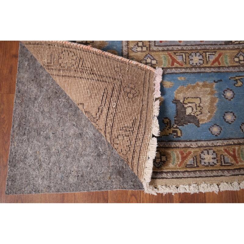 Distressed Blue Tabriz Vintage Persian Area Rug Handmade Wool Carpet - 8'1" x 11'2"