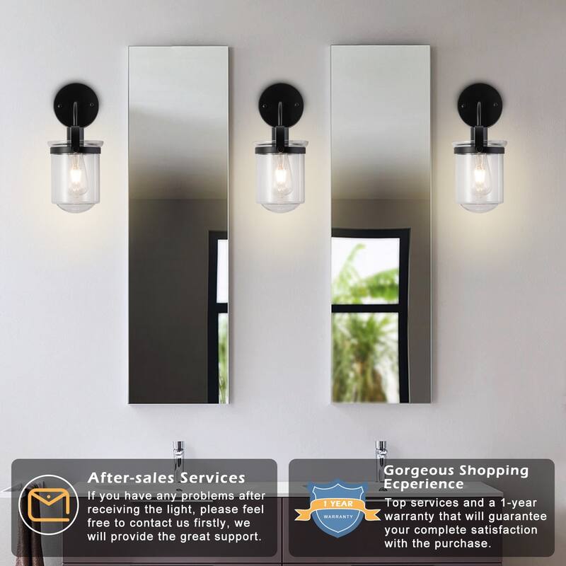 8 Inch Bathroom Vanity Lighting with 1-Light and Clear Glass Shade
