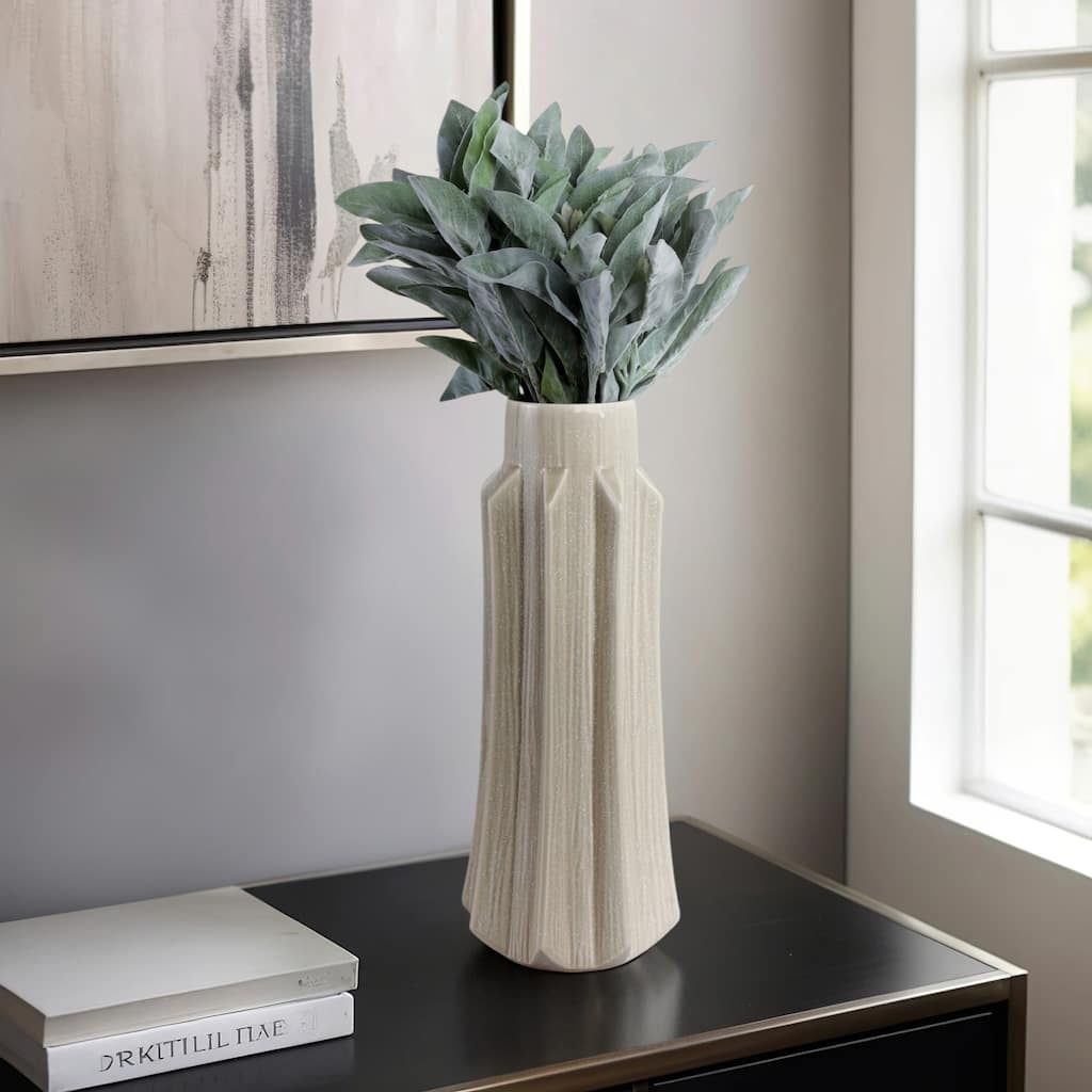 Ceramic Vase with Sculptural Swirl Design and Textured Detailing