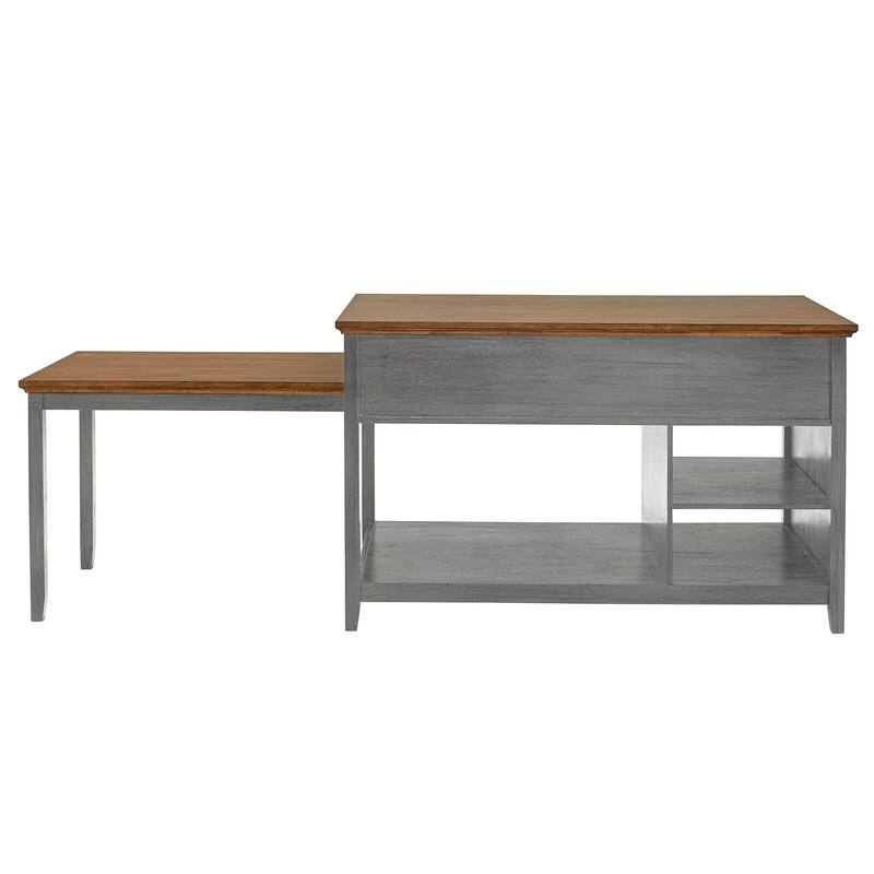 Eleanor Two-Tone Antique Finish Extendable Kitchen Island with 3 Drawers by iNSPIRE Q Classic