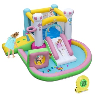 Costway Inflatable Bounce House with Slide Jumping Area Obstacle Ball