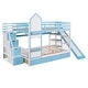 preview thumbnail 8 of 11, Full-Over-Full Castle Style Bunk Bed with 2 Drawers 3 Shelves and Slide