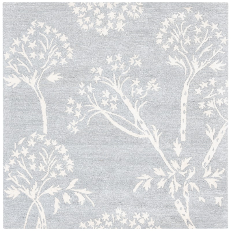 SAFAVIEH Handmade Bella Enriketa Modern Floral Wool Rug - 5' Square - Light Blue/Ivory