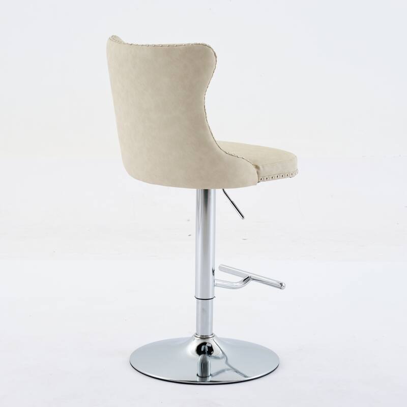 Set of 2 Swivel Velvet Tufted Adjusatble Seat Height Barstools