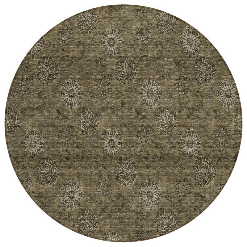 Machine Washable Indoor/ Outdoor Chantille Floral Burst Rug