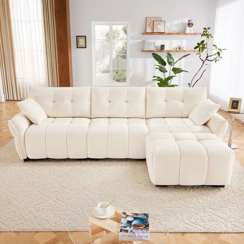 110.2" Chenille Sectional Sofa with High-Resilience Cushions