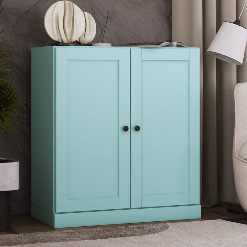 Palace Imports 100% Solid Wood 3-Shelf Bookcase with Shaker Doors and Adjustable Shelves