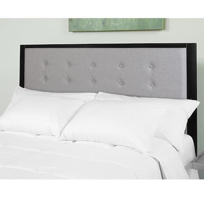 Lawrence Modern Light Grey Fabric Button Tufted Upholstered Twin Size Metal Headboard
