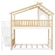 preview thumbnail 7 of 12, Stairway Design Twin-Over-Twin Bunk Bed,House Bed,Storage and Guard Rail,Natural Bed +White Stair