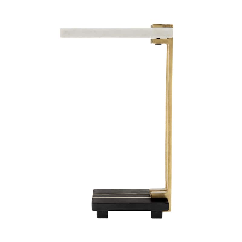 C-Shaped Marble Side Table - 22.25" - White and Black