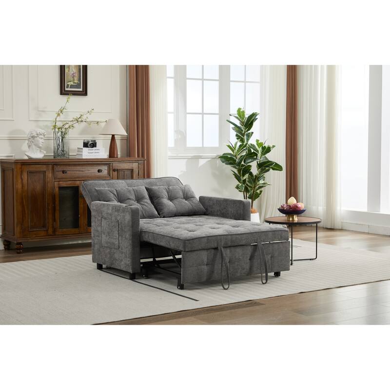 Pull-Out Sofa Bed Daybed, Lounge Chaise Loveseat with Adjustable Backrest, Convertible Sleeper Sofa with USB Charging