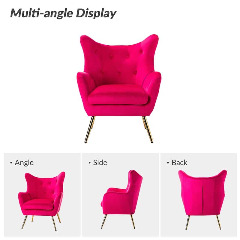 Eusebio Modern Velvet Accent Chair with Tufted Wingback for Living Room Set of 2 by HULALA HOME
