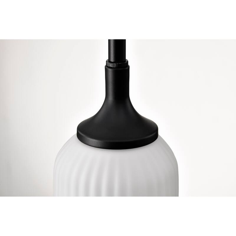 Solara Mini Pendant Matte Black Finish Frosted Ribbed Glass - Matte Black