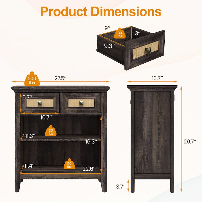 28'' 2 Drawer Accent Storage Cabinet