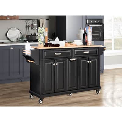 Cambridge Natural Wood Top Kitchen Island with Storage, suitable for Kitchen, dinning room