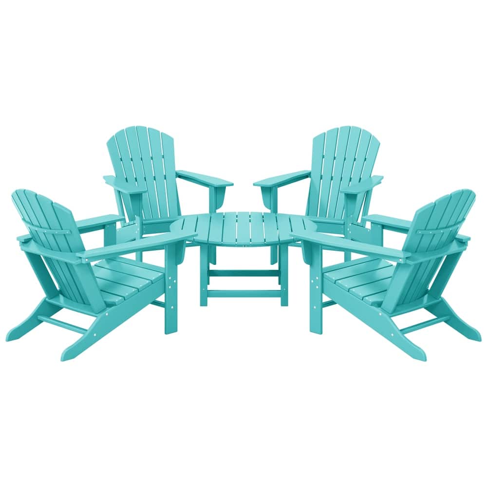 Altura Outdoor 5-Piece Adirondack Chair & Round Coffee Table Conversation Set
