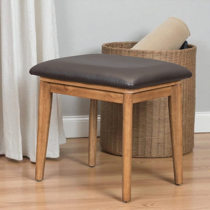 43.3" Wood Makeup Vanity Set with Flip-Top Mirror, 3 Drawers and Upholstered Stool, Dressing Table with Storage