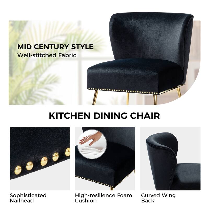 Celtia Modern Velvet Accent Side Chair with Nailhead Trim by HULALA HOME