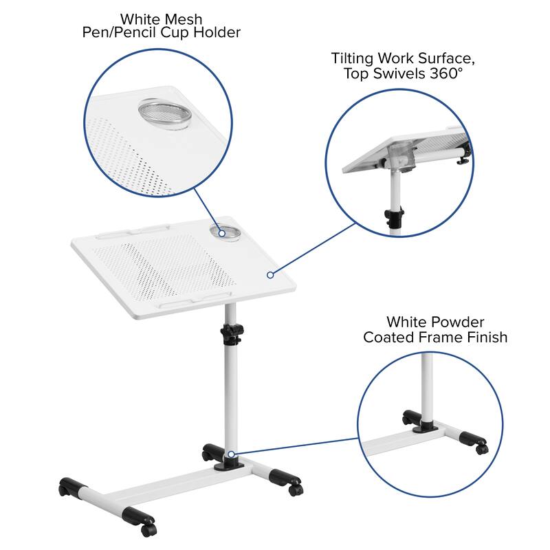 Adjustable Height Steel Mobile Computer Desk
