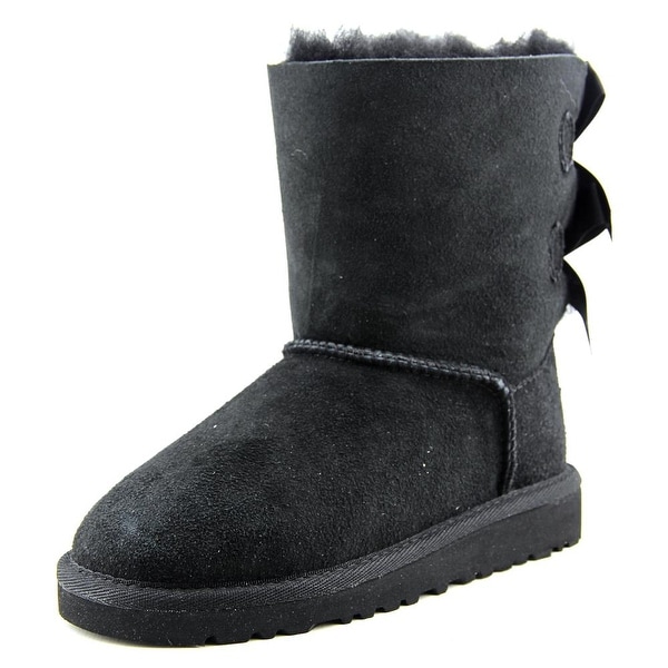 Ugg Australia Bailey Bow Youth Round Toe Suede Black Winter Boot
