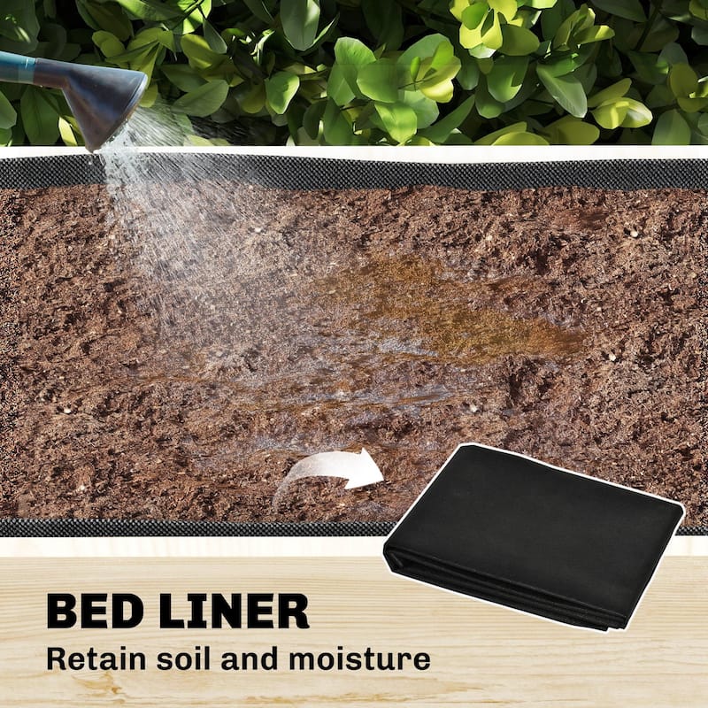 Outsunny 2-Tier Raised Garden Bed with Trellis, Wooden Elevated Planter Box with Drainage Gaps, Liners