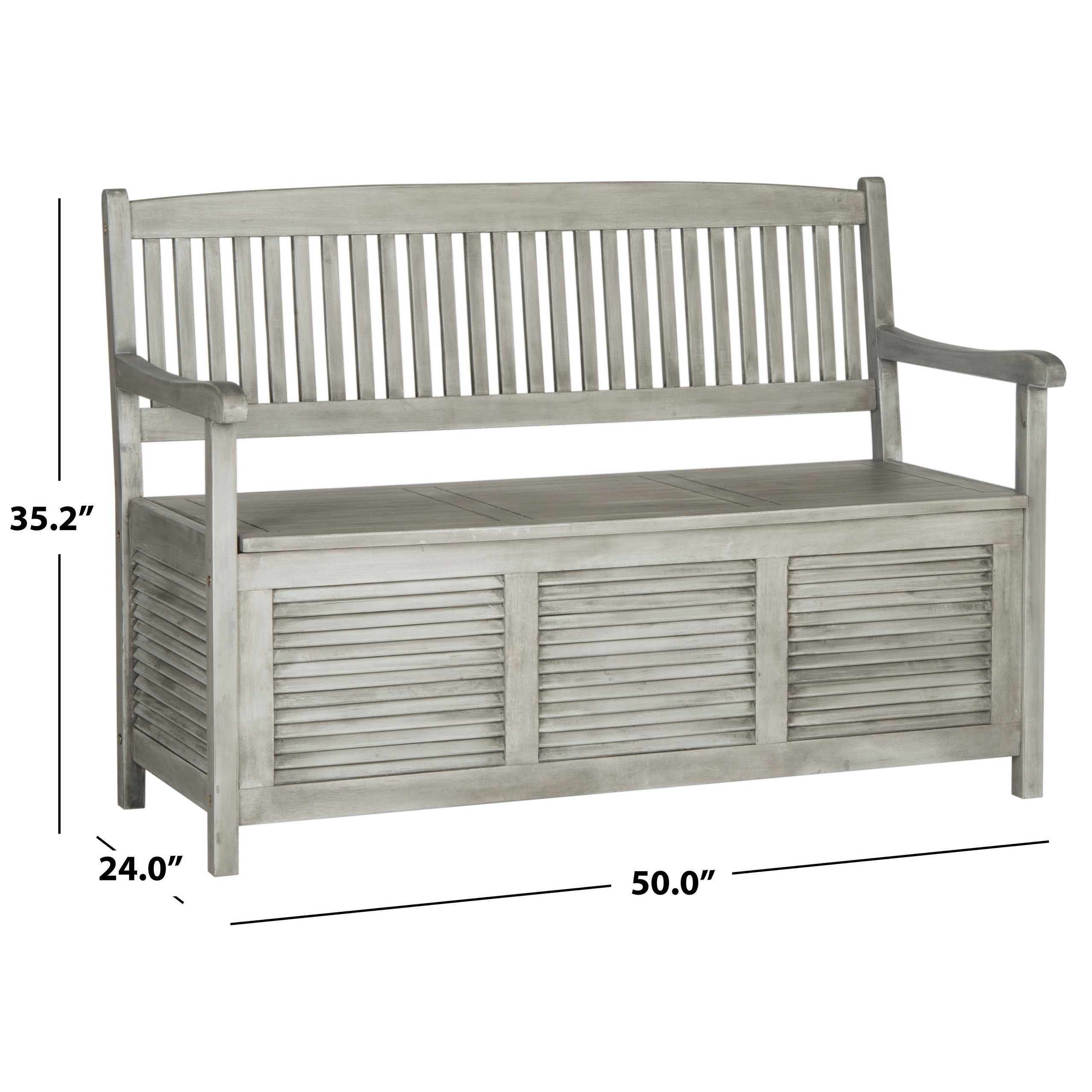 Safavieh Outdoor Living Brisbane Grey Storage Bench 50 X 24 X 35 2 Overstock 10300201