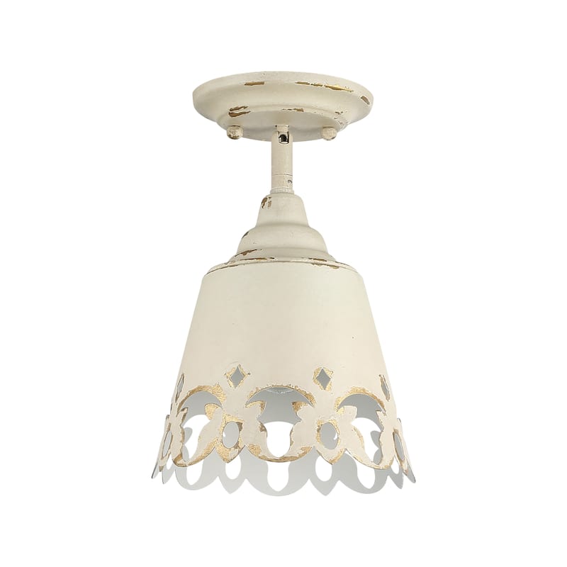 Wry Lighting Eloise 1-light Semi-Flush Mount in Antique Ivory - Antique Ivory - 1-Light Semi-Flush