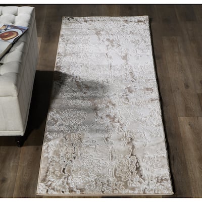 Petra Collection Brown/Beige Abstract Area Rug