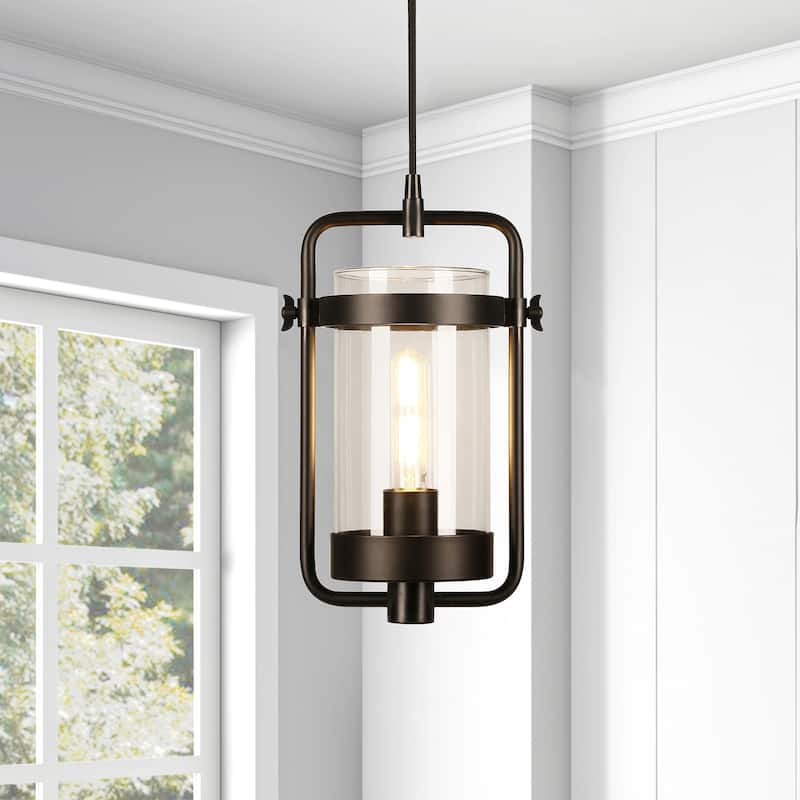 Orion 11" Wide Industrial Pendant with Glass Shade - 11" Wide