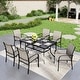 preview thumbnail 18 of 32, MAISON ARTS 7-Piece Patio Dining Set Metal Rectangle Table and 6 Textilene Chairs Brown Chairs