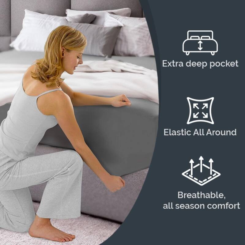 CGK Linens Microfiber Extra Deep Pocket 18" - 24" Inch Fitted Sheet