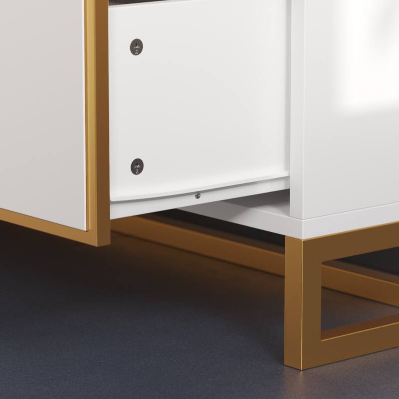 Luxurious Black and Gold Storage Cabinet Nightstand: Modern Design, Ample Storage & Practical Features