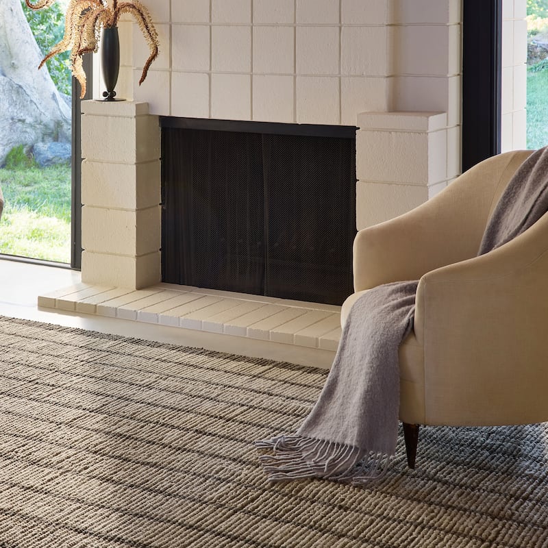 Eva Block Stripe Wool Area Rug - 7'6" x 9'6" - Brown
