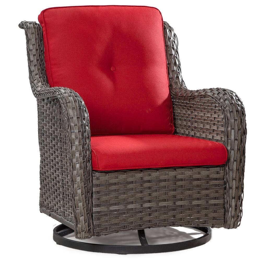 Cozywor Brown Wicker Patio Swivel Rocking Chair