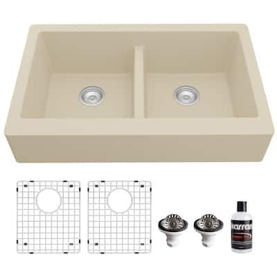 Karran USA QAR-750-PK1 Quartz QAR 34" Farmhouse Double Basin Quartz
