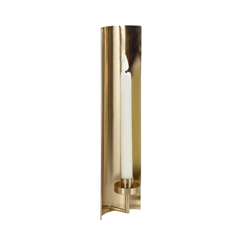 Kate and Laurel Taybron Metal Taper Wall Sconce - 4x4x15 - Gold
