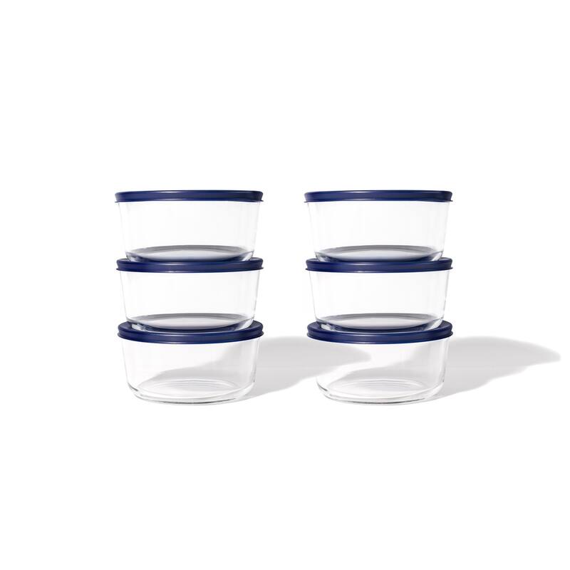Glass Food Storage Containers Set - Round, 2-Cup (16oz) BPA-Free, Microwave & Oven Safe, Airtight Lids