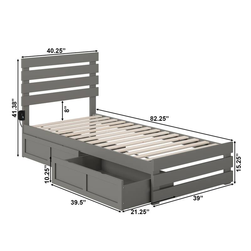 Oxford Bed with Footboard and USB Turbo Charger and 2 Storage Drawers