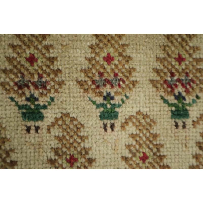 Hand Knotted Oriental 100% Wool Carpet Traditional All-Over Beige & Ivories Tabriz Area Rug - 11' 1'' X 8' 3''