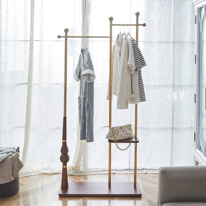 70" Tall Industrial Coat Rack - WoodA