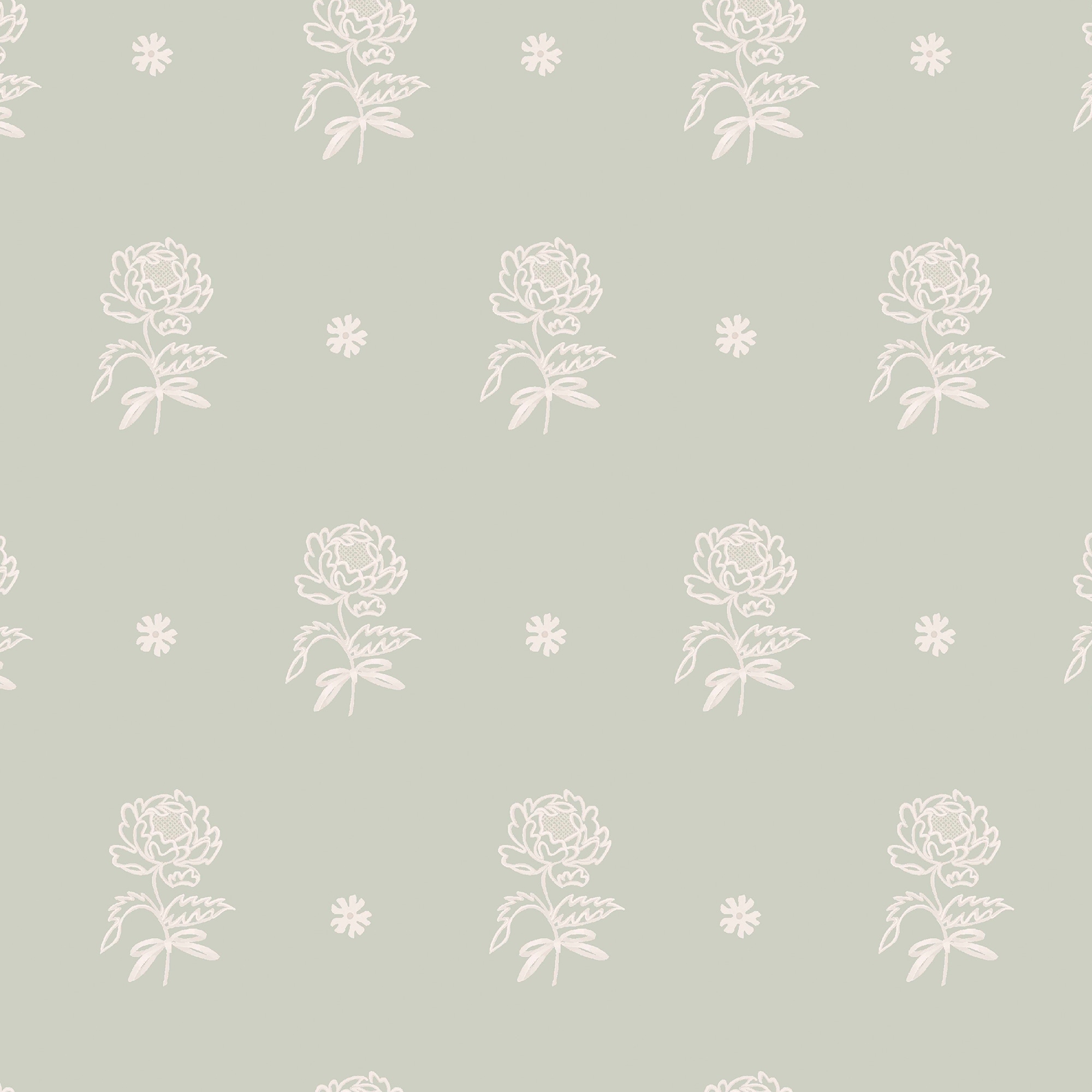 Cath Kidston Spitalfield Bunches Sage Wallpaper - N/A