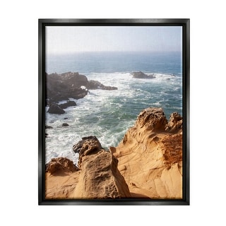 Stupell Sea Cove Splashing Waves Framed Floater Canvas Wall Art Design ...