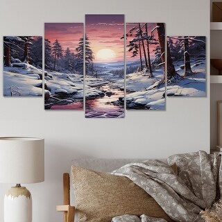 Designart "Pine Tree Winters Magic III" Tree Pine Multipanel Canvas Art ...
