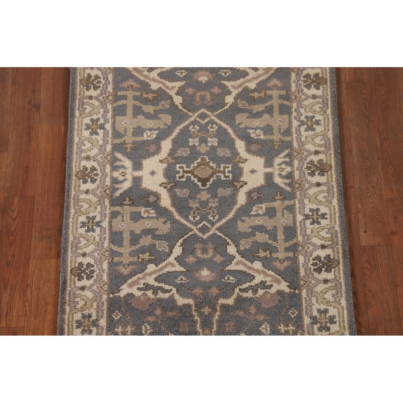 Gray Oushak Oriental Accent Rug Handmade Wool Carpet - 2'7"x 6'1"