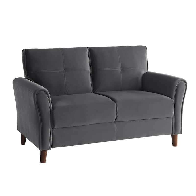Ynes Gray Velvet Love Seat