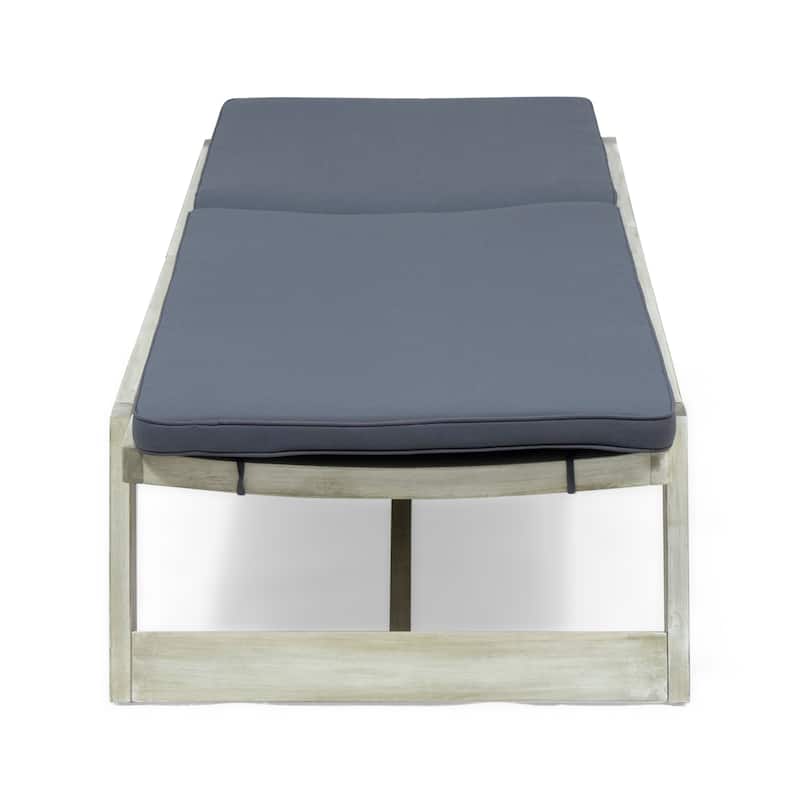 Maki Outdoor Acacia Wood Chaise Lounge and Cushion Set (Set of 2) by Christopher Knight Home