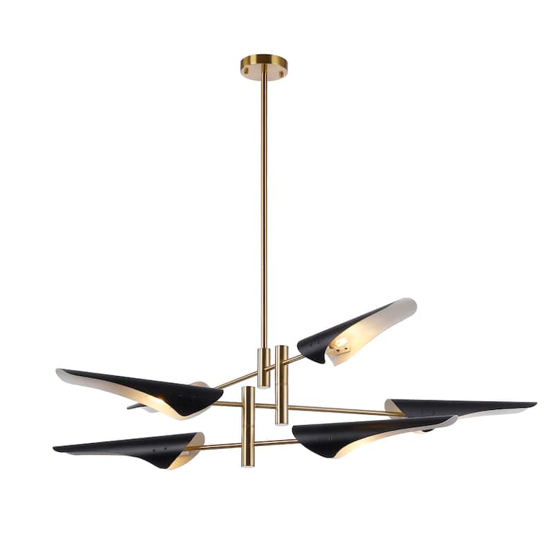 6-Light Modern Industrial Swing Black Sputnik Chandelier