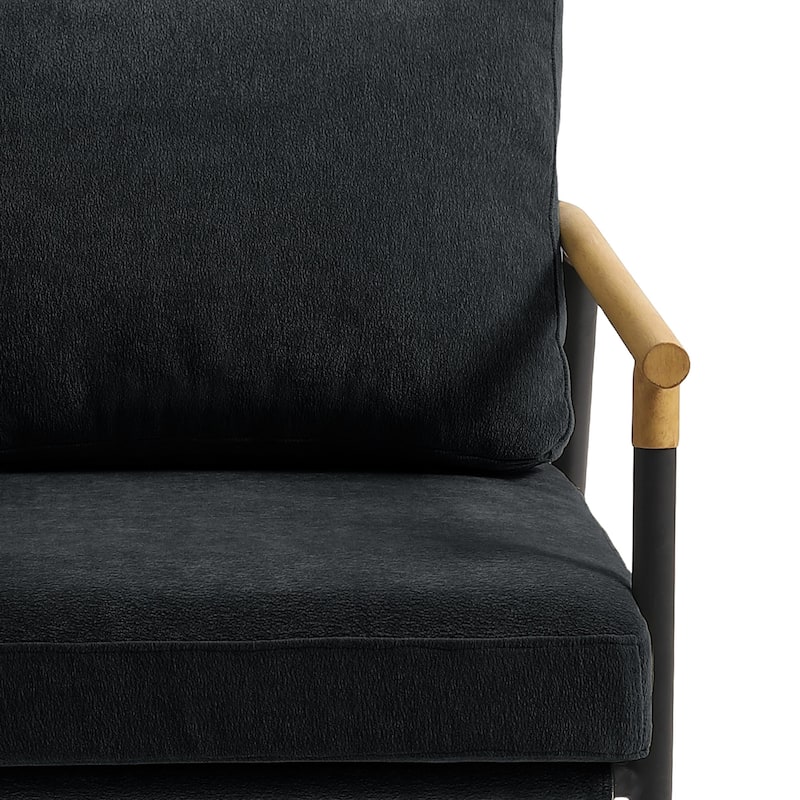 Anis 27'' W Vegan Leather/ Chenille X Base Metal Frame Accent Chair