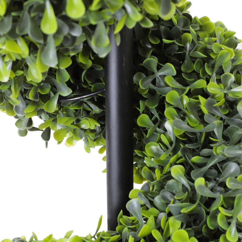 5 ft. Artificial Boxwood Spiral Tree Black Plastic Pot