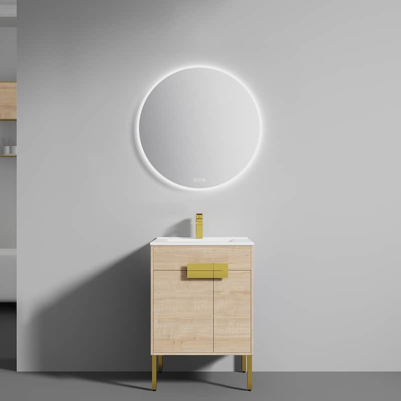 Blossom Bari 24" Freestanding Wood Bathroom Vanity Cabinet with Sink - Maple